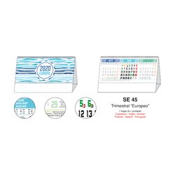 Calendario Sobremesa Wire-O Trimestral Europeo 7 Hojas