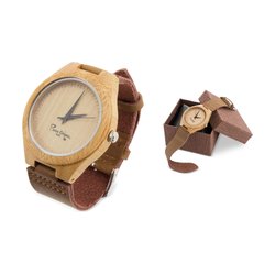 Reloj Bambú Con Piel Natural